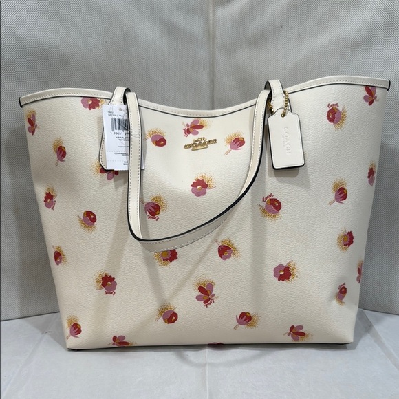 NWT - COACH POPPY CITY LEATHER TOTE BAG WITH FLORAL PRINT C6431 - Picture 1 of 10